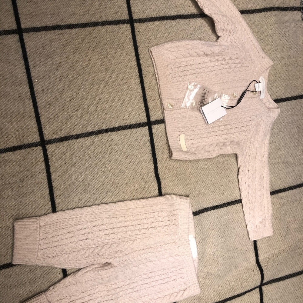 Burberry Kids Pink Cable Knit Matching Set